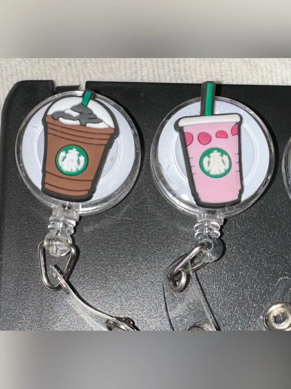 Assorted Coffee Cup Badge Reels with Retractable Clips - Multicolor